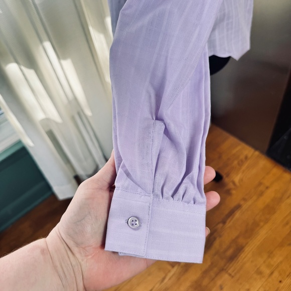 Vintage 1980s blouse, lavender/lilac check, NWT Susan Van Heusen, 6/8 (M) - Picture 5 of 12